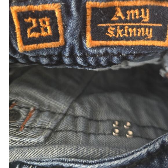 Rock Revival Medium Wash Amy Skinny Whiskering Distressed Women's Jean's 28 - Picture 7 of 8